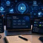 Futuristischer Arbeitsplatz mit KI-Technologie