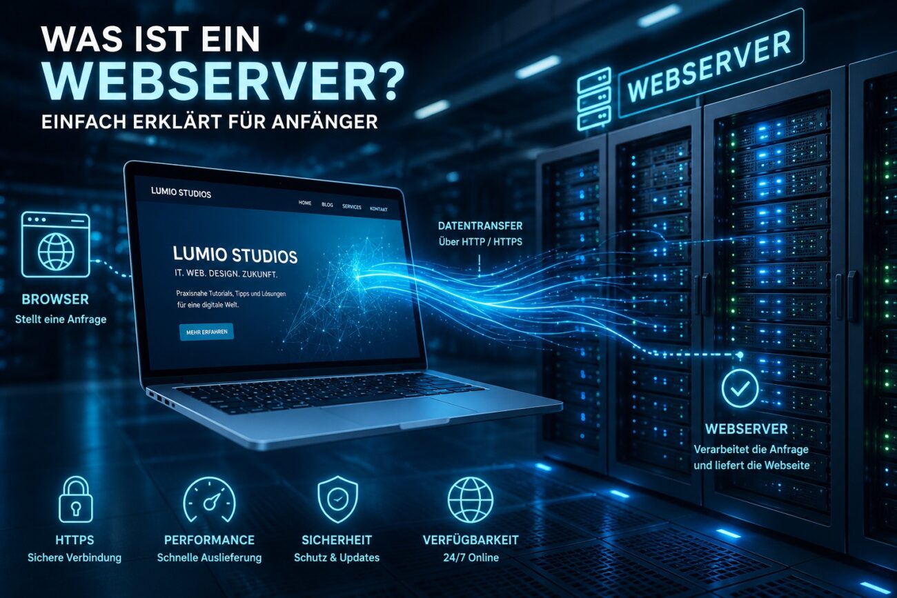 Webserver erklärt – Daten werden von einem Server an einen Browser übertragen.