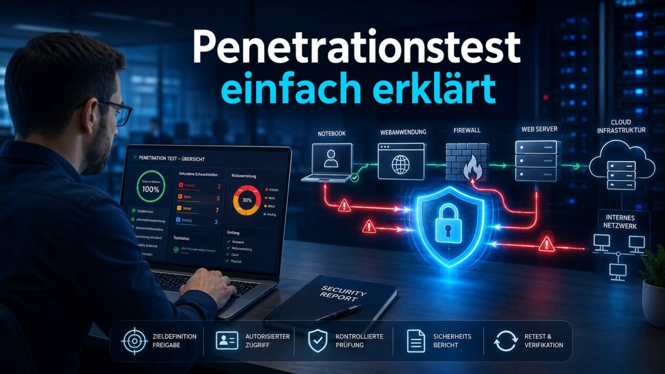 Penetrationstest einfach erklärt mit kontrolliertem Angriff auf Webserver, Cloud und Unternehmensnetzwerk
