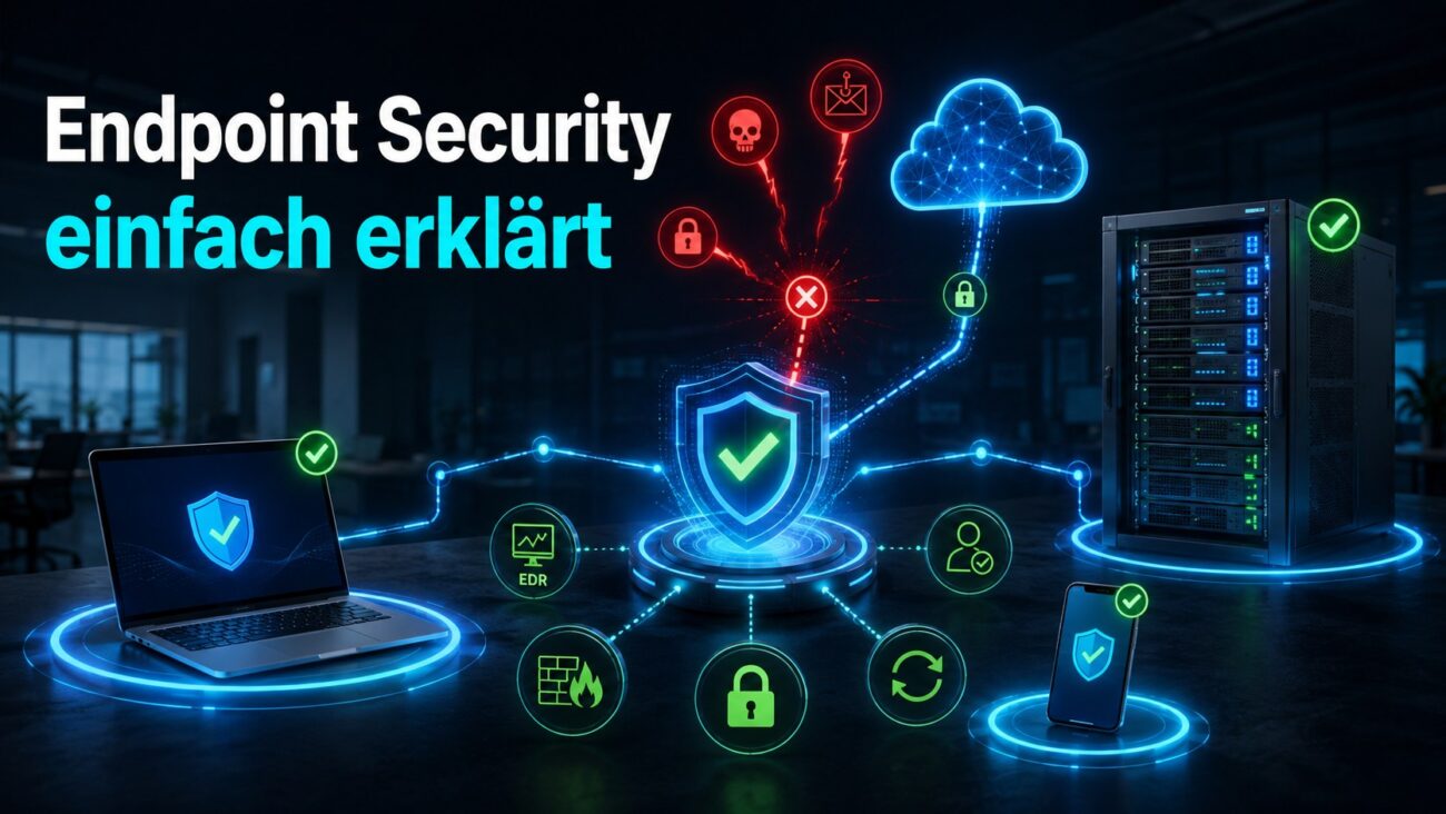 Endpoint Security schützt Notebook, Smartphone, Server und Cloud-Zugänge vor Malware, Ransomware und unberechtigten Zugriffen.