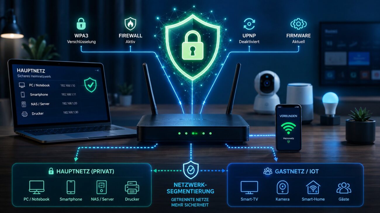 Router sicher konfigurieren mit WPA3, Firewall und geschütztem WLAN-Heimnetzwerk