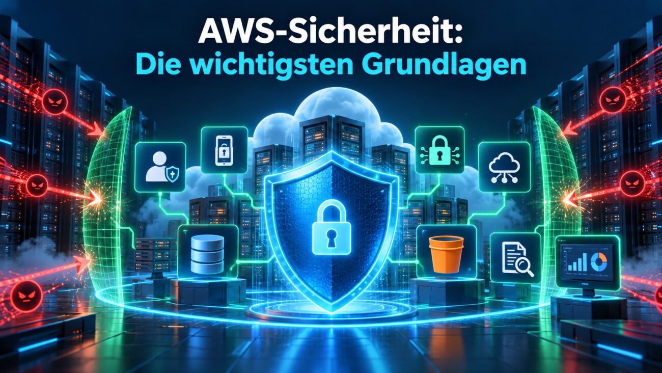 AWS-Sicherheit mit geschützten Cloud-Servern, IAM, MFA, Verschlüsselung, CloudTrail, GuardDuty und Security Hub