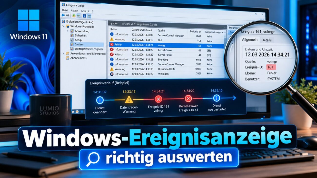 Windows-Ereignisanzeige richtig auswerten und Fehler unter Windows 11 anhand von Ereignis-IDs analysieren