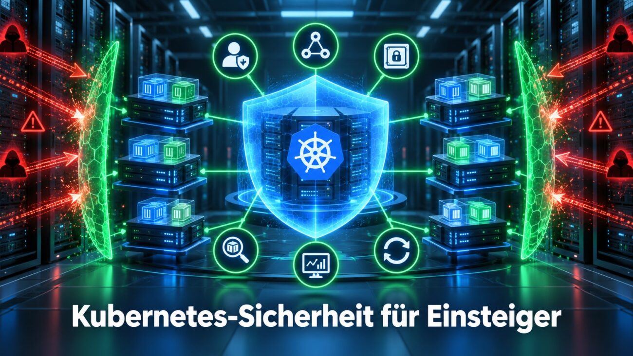 Kubernetes-Sicherheit für Einsteiger mit geschützter Control Plane, sicheren Pods, RBAC, Network Policies, Secrets und Container-Scanning.