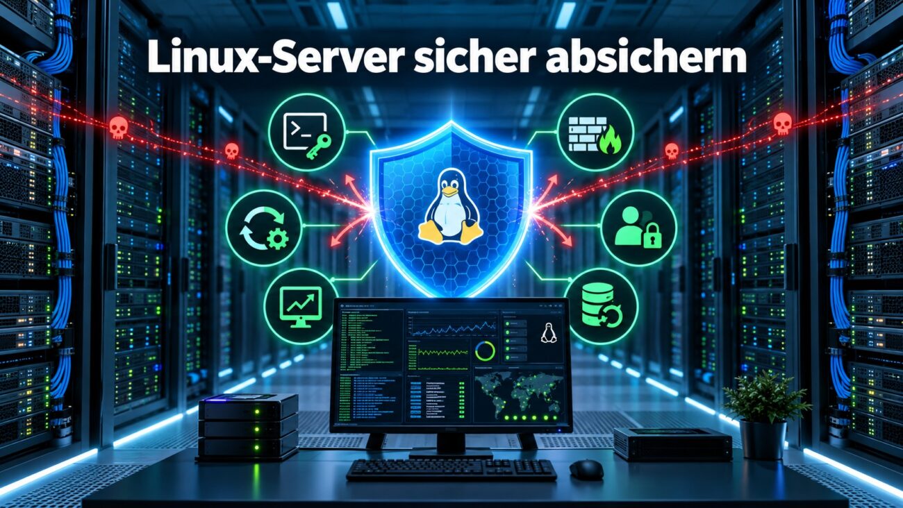 Linux-Server absichern mit SSH-Schlüsseln, Firewall, Sicherheitsupdates, Monitoring und Backup