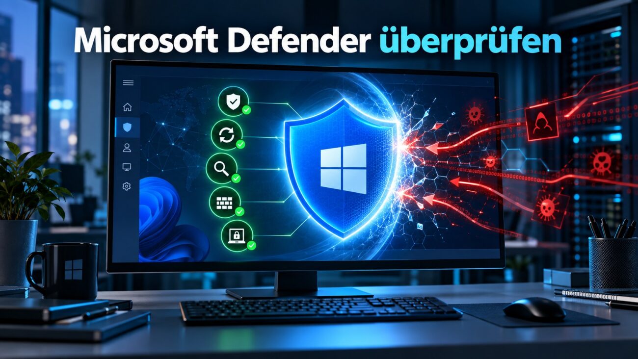 Microsoft Defender überprüfen unter Windows 11 mit aktivem Virenschutz, aktuellen Sicherheitsinformationen und laufendem Virenscan.