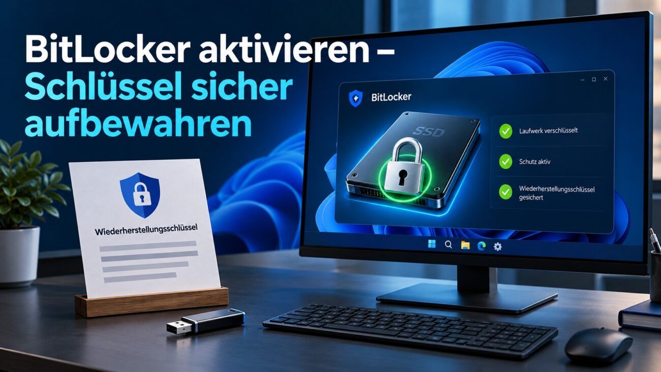 BitLocker aktivieren unter Windows 11: verschlüsseltes Laufwerk und sichere Aufbewahrung des Wiederherstellungsschlüssels