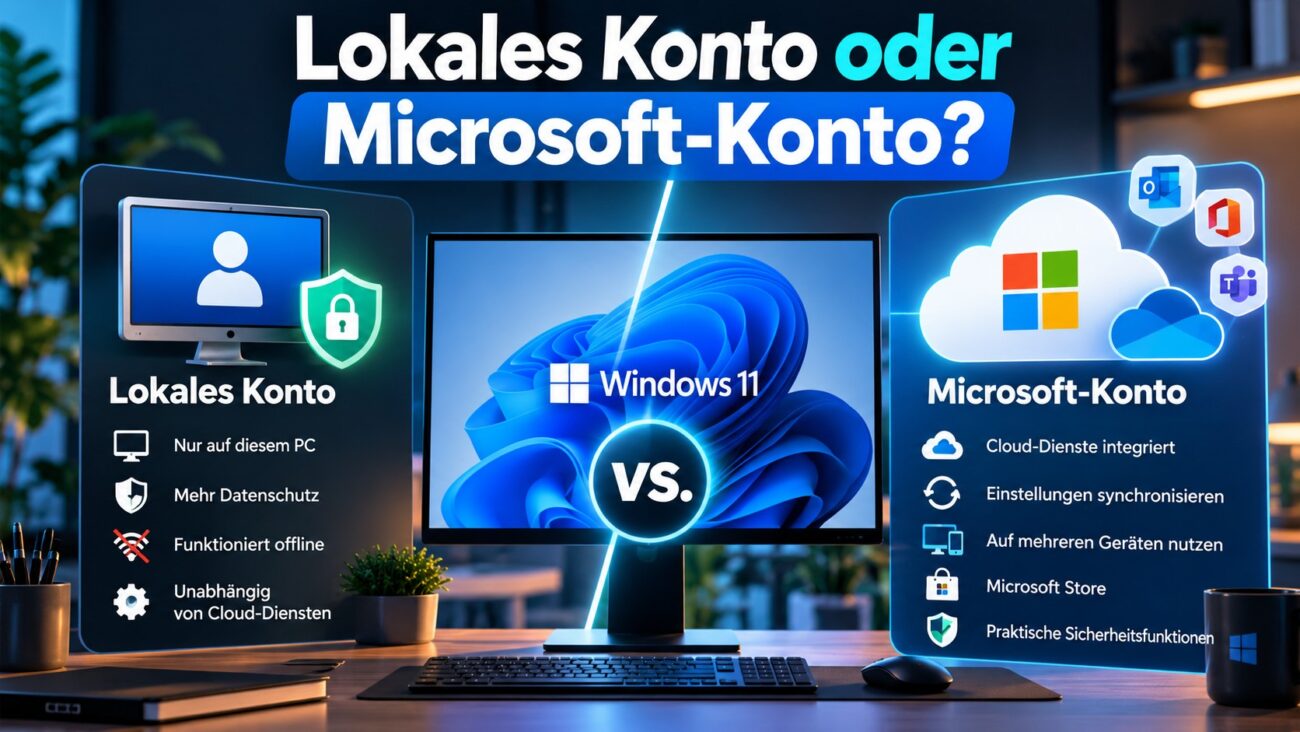 Lokales Benutzerkonto oder Microsoft-Konto unter Windows 11 im Vergleich